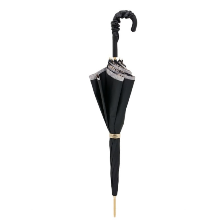 Snake Print Umbrella with Ruched Leather Handle Pasotti