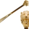 Gold Lion Shoehorn, Pearly Brown Shaft Pasotti