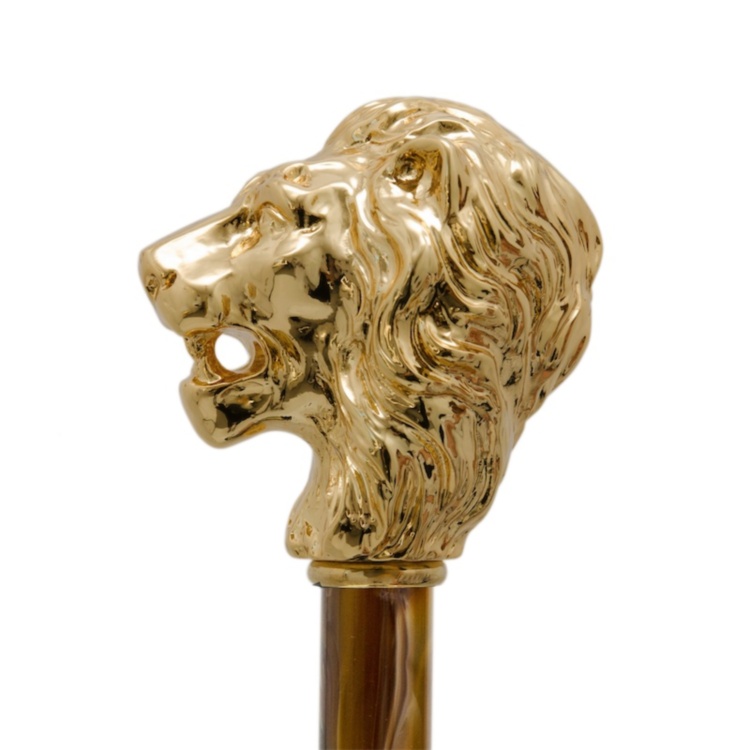 Gold Lion Shoehorn, Pearly Brown Shaft Pasotti