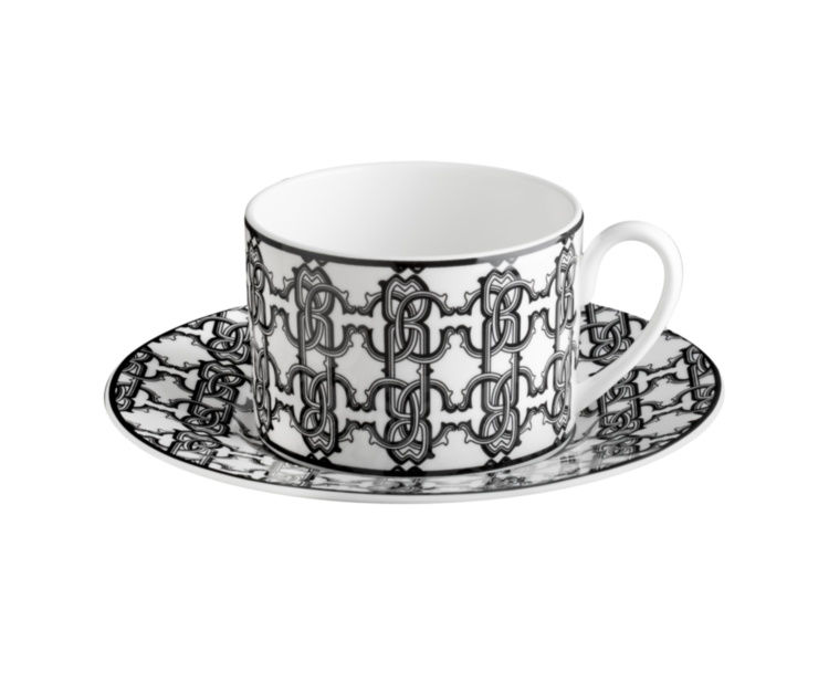 MONOGRAM BLACK Tea Cup And Sauser-Tazza Te Con Piattino