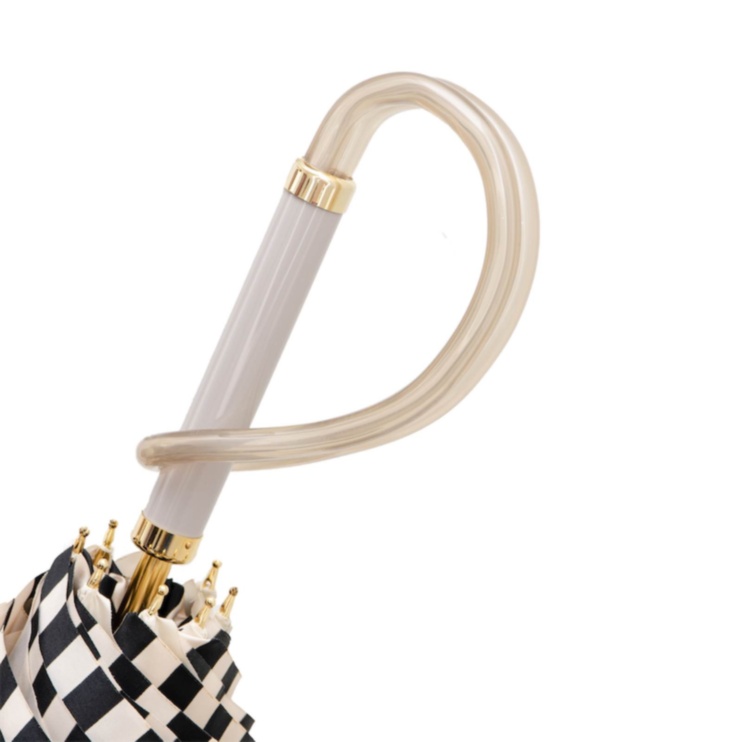 Ivory Umbrella With Black Stripes Pasotti