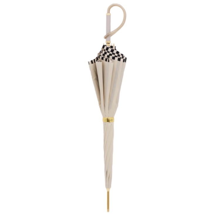 Ivory Umbrella With Black Stripes Pasotti