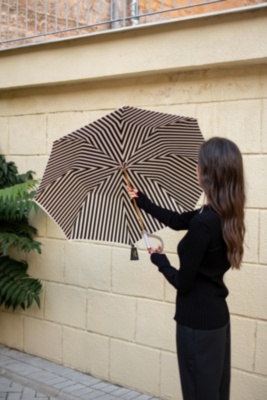 Ivory Umbrella With Black Stripes Pasotti