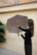 Ivory Umbrella With Black Stripes Pasotti