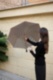 Ivory Umbrella With Black Stripes Pasotti
