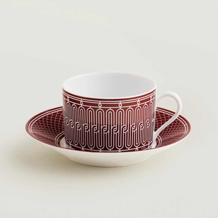H Deco rouge breakfast cup and saucer Hermes