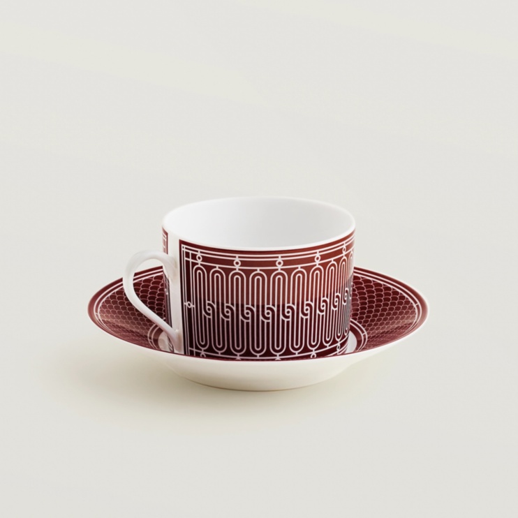 H Deco rouge breakfast cup and saucer Hermes