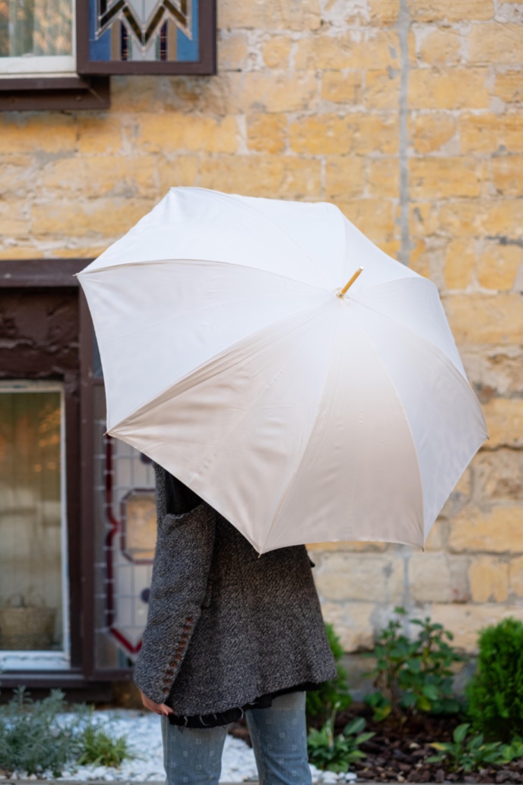 Leopard Print Umbrella With Ruched Leather Handle Pasotti
