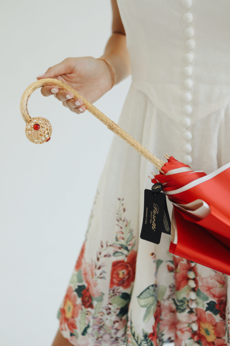 Red Dahlia Umbrella Double Cloth Pasotti