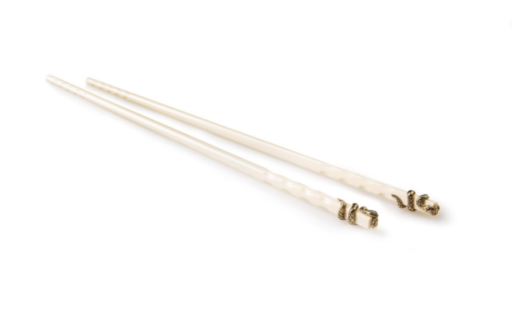 PYTHON GOLD set of 2 Chopsticks White