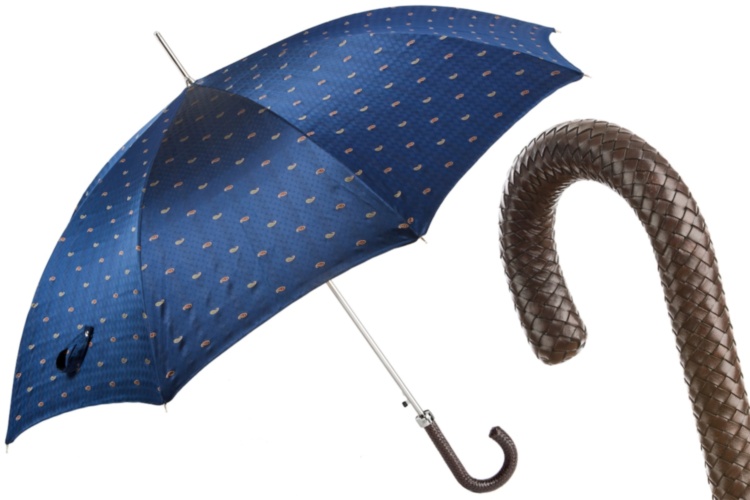 Classic Umbrella With Braided Leather Handle Pasotti