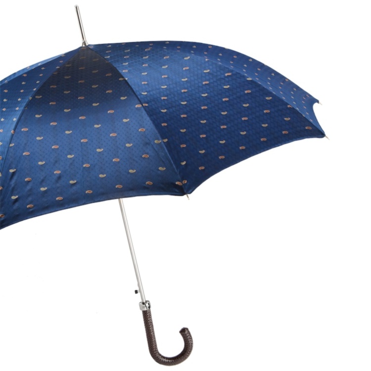 Classic Umbrella With Braided Leather Handle Pasotti