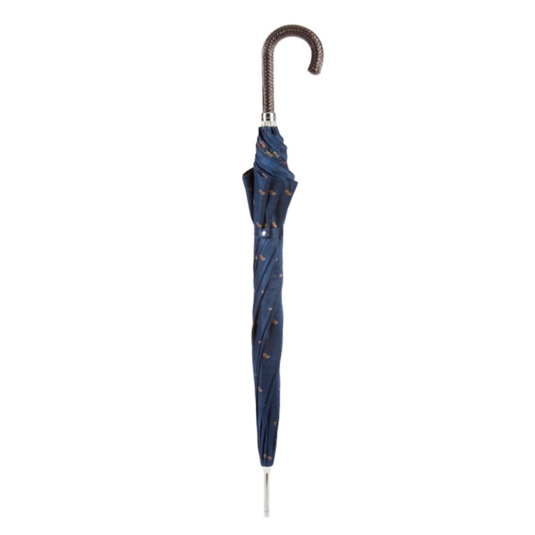Classic Umbrella With Braided Leather Handle Pasotti