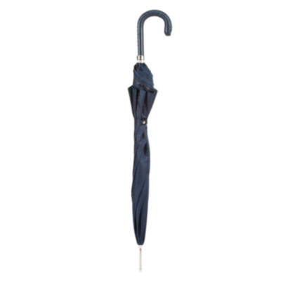 Gents Umbrella with Navy Leather Handle Pasotti