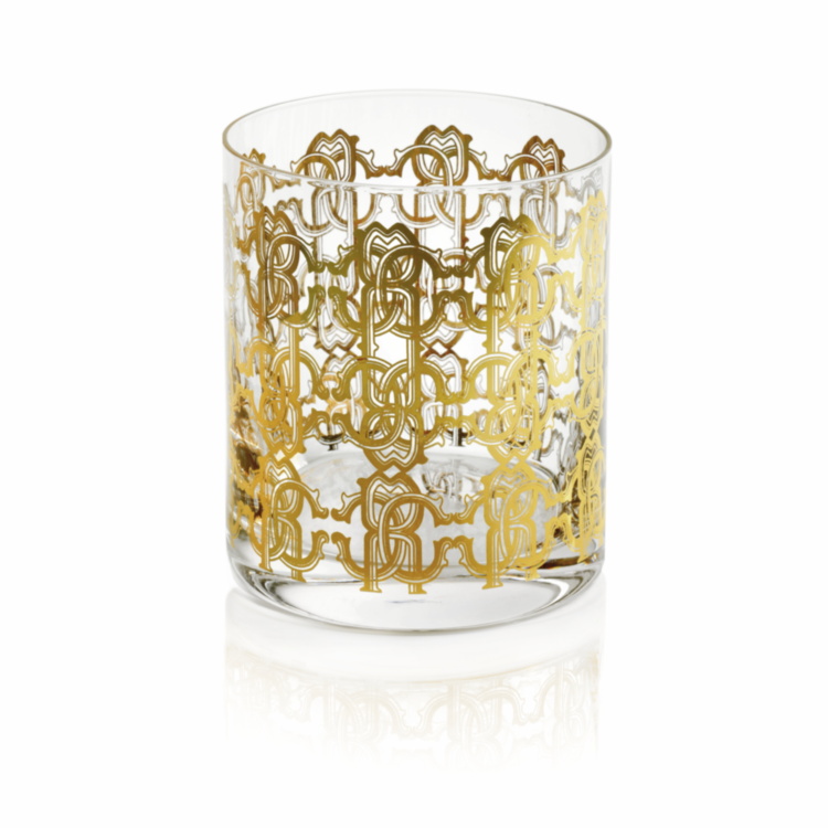 NEW MONOGRAM GOLD  Double Old-Fashion Water Glass 