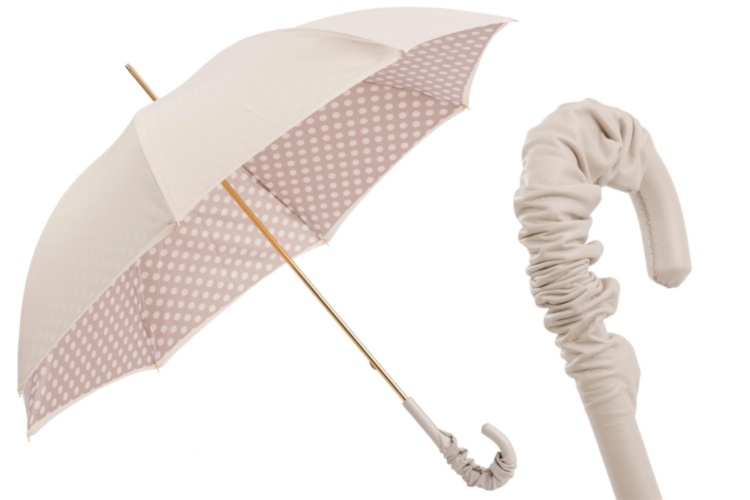 IVORY UMBRELLA WITH DOTS, DOUBLE CLOTH Pasotti