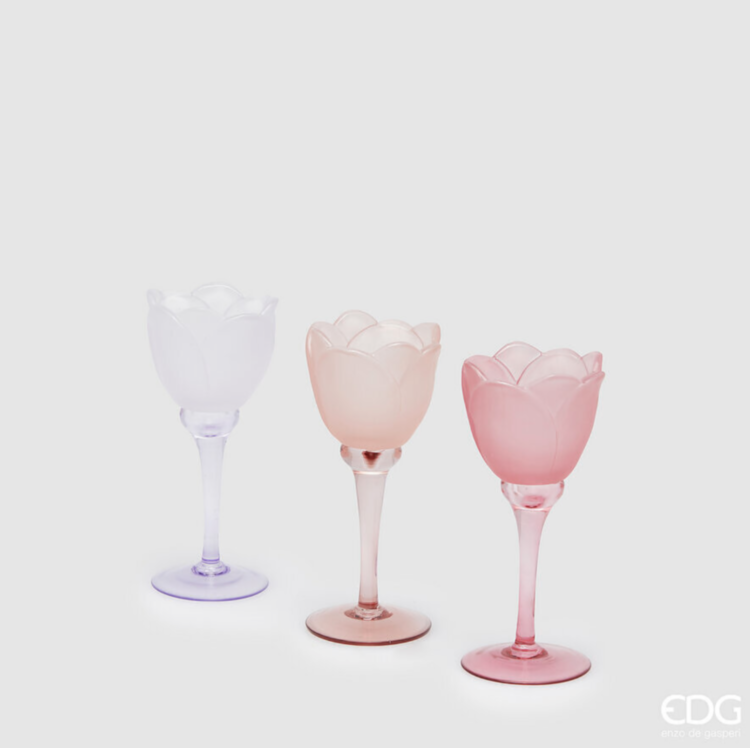 Tulipano Satin Two Tone Pink Свічник EDG Н19 D8.5 C5
