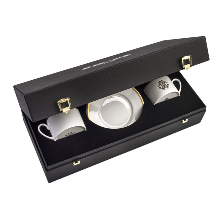 Silk Gold Cups & Saucers - Set of 2