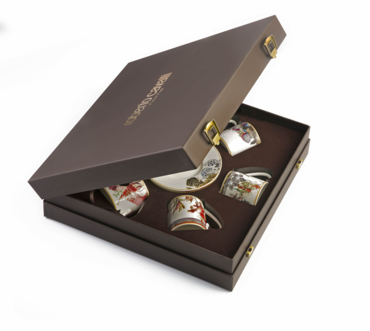 FLOWERS Set 6 Espresso Cups in Luxury Gift Box