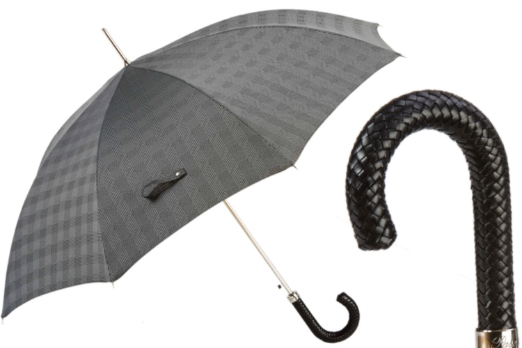 Milford Umbrella With Braided Leather Handle Pasotti