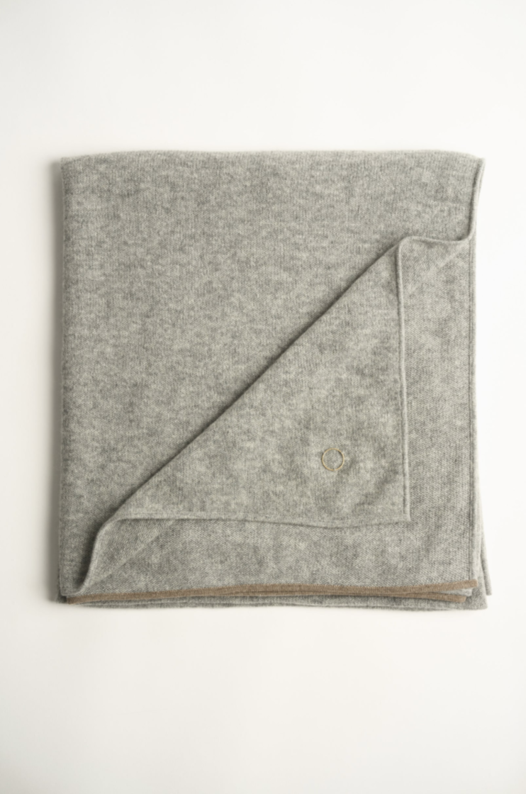 DAYA Cashmere Throw  (Soft Grey & Taupe) OYUNA