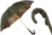 Leopard Print Olive Green Umbrella With Ruched Leather Handle Pasotti