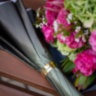 Leopard Print Olive Green Umbrella With Ruched Leather Handle Pasotti