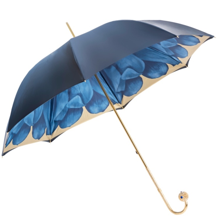 Luxury Blue Dahlia Umbrella, Double Cloth Pasotti