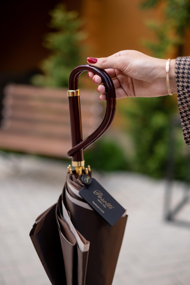 Brown Dahlia Umbrella, Double Cloth Pasotti