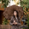 Brown Dahlia Umbrella, Double Cloth Pasotti