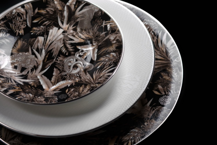 TROPICAL JUNGLE BLACK Limited Edition Dessert Plate